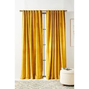 Anthropologie Embroidered Tobias Velvet Curtain 50”x 84” One Panel Only